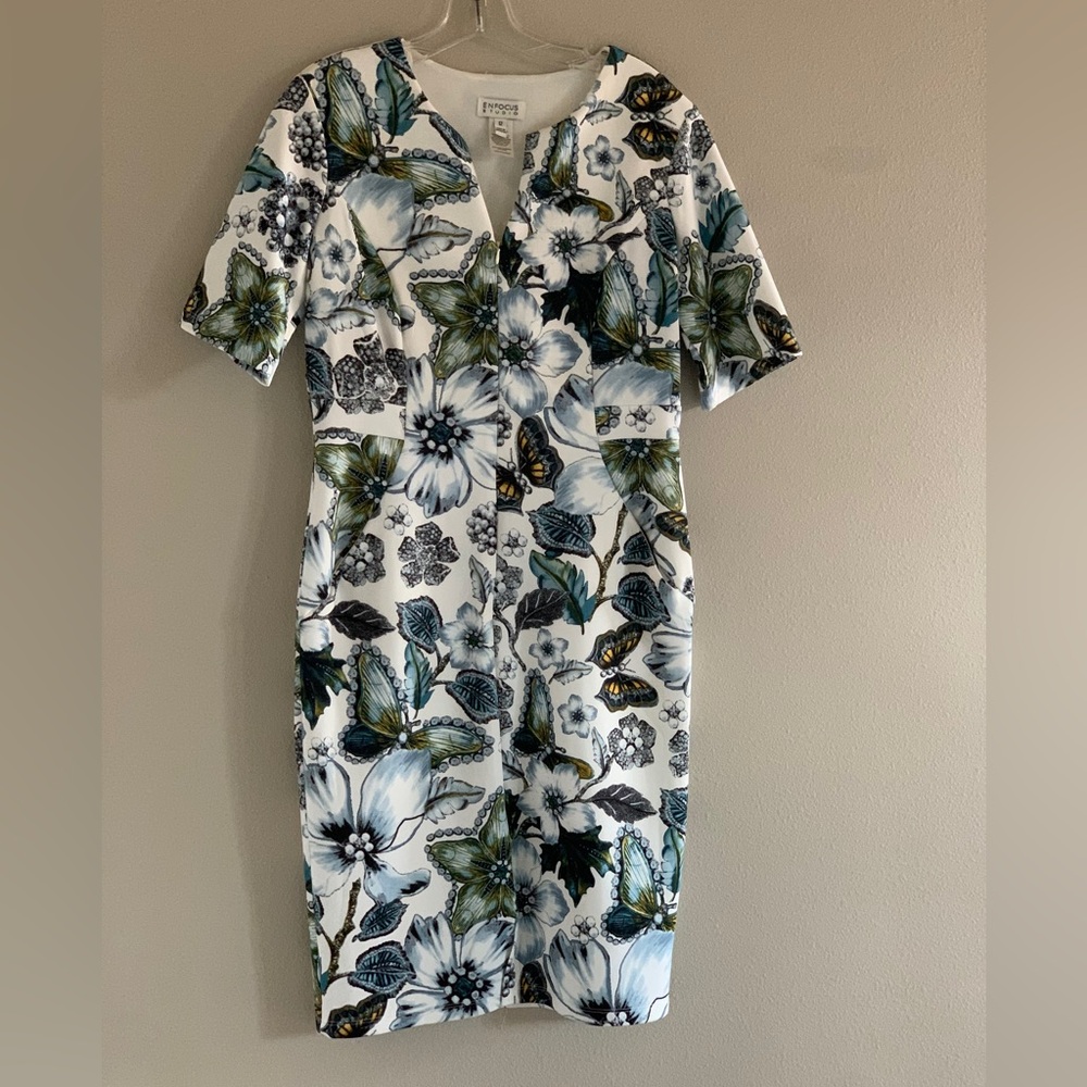 Enfocus Studio Black and Green Floral Dress